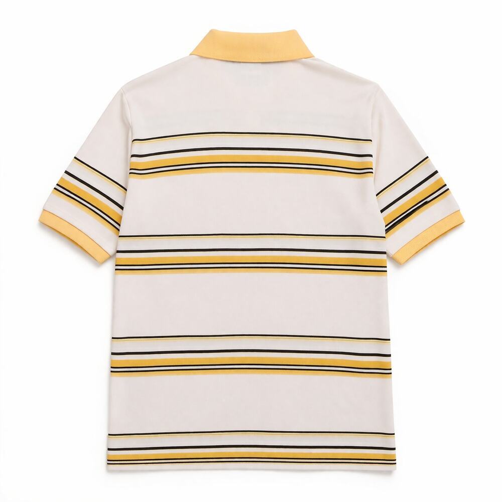 Vintage Lacoste Polo Shirt Yellow White Stripe Crocodile Logo Mens Large France - Picture 3 of 8